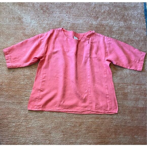 Vintage MATCH POINT Linen Shirt Tunic Pink S - Picture 1 of 8